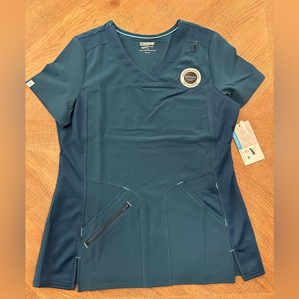 Scrubstar Women's Ultimate Stretch Twill Criss Cross V-Neck Scrub Top NWT